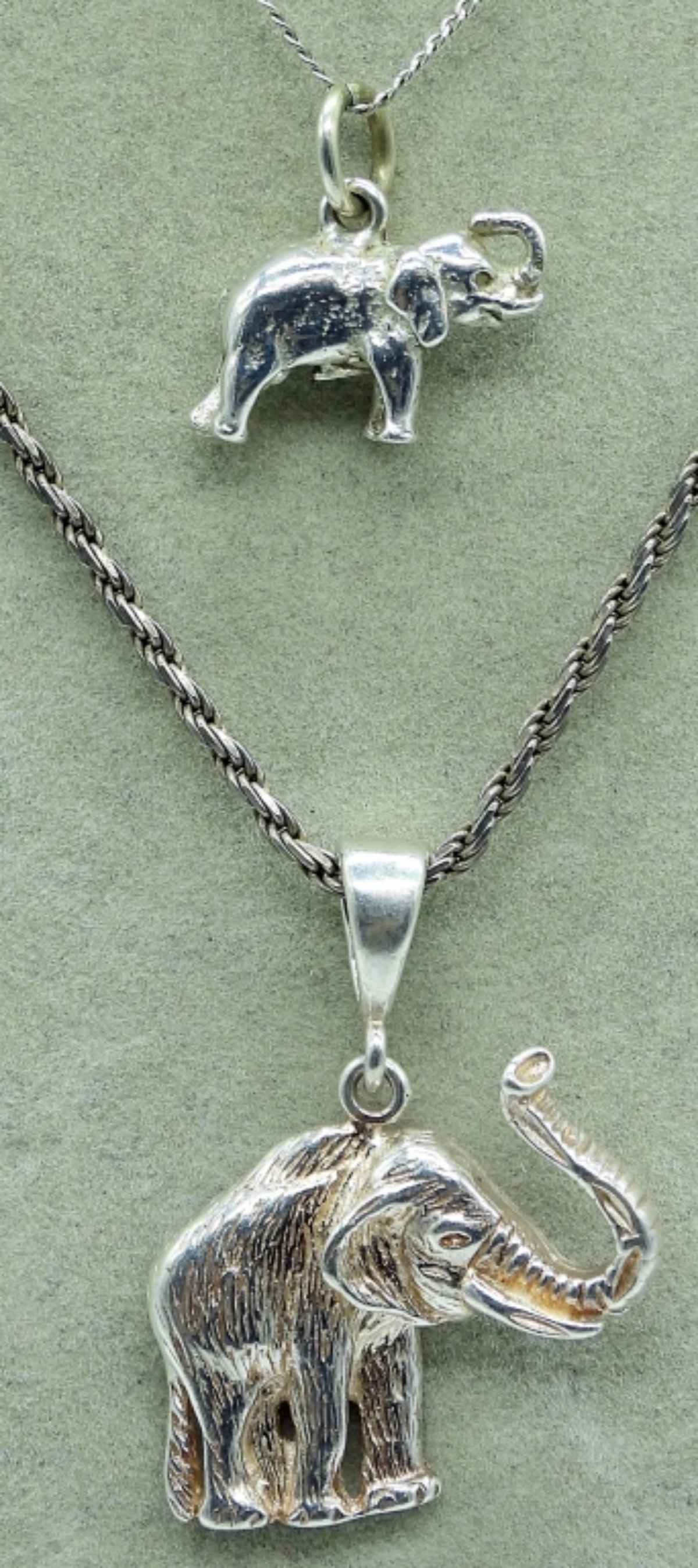 Two Sterling Silver Elephant Pendants
