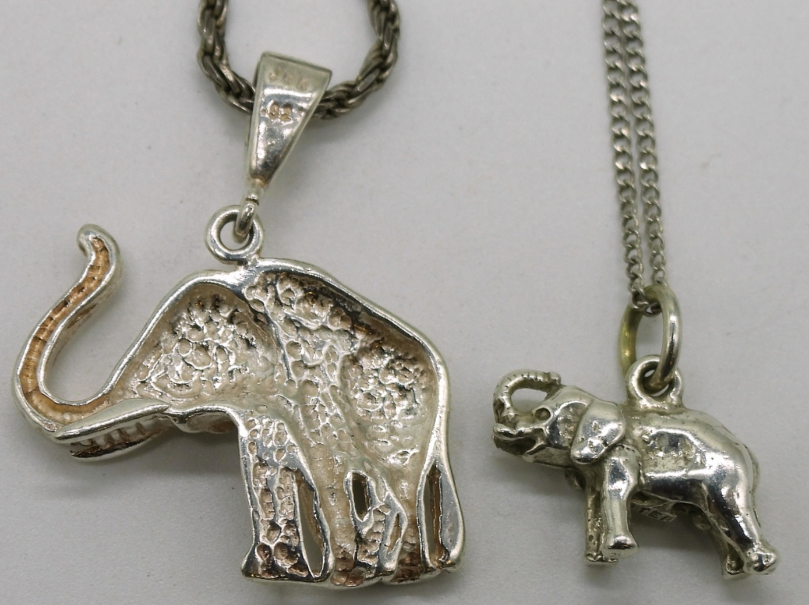 Two Sterling Silver Elephant Pendants