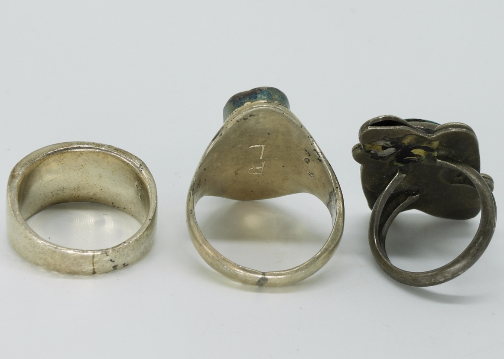 Sterling Turquoise Lot, 5pc Rings Pin Bolo