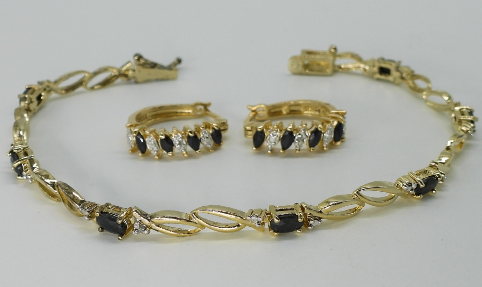 Gold-Tone Sterling Bracelet & Earrings Set