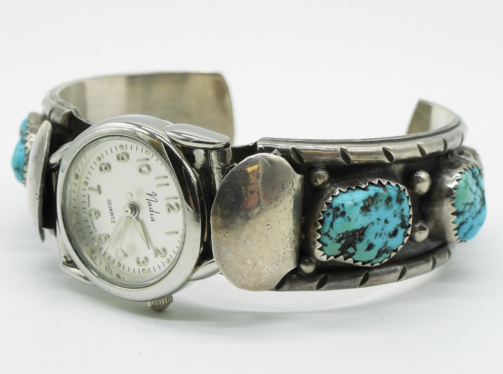 Native American Sterling Turquoise Watch Cuff
