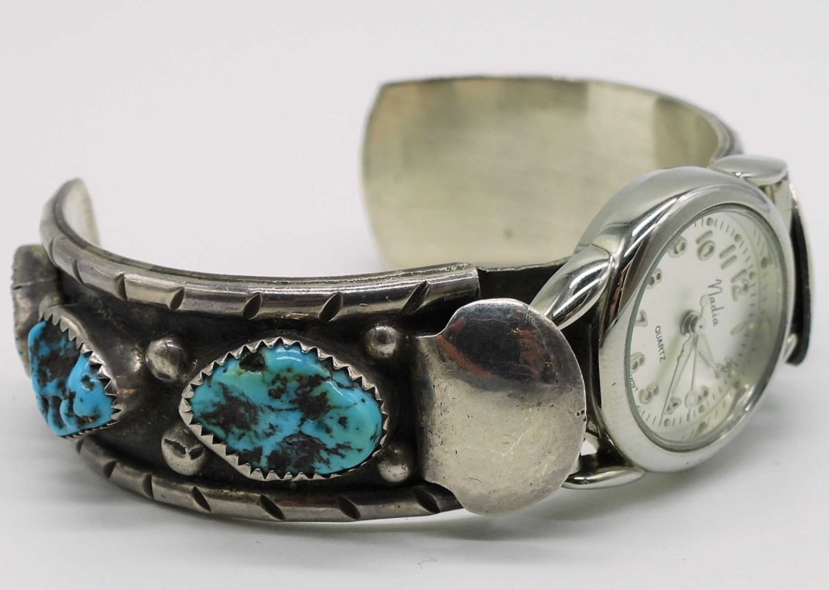 Native American Sterling Turquoise Watch Cuff
