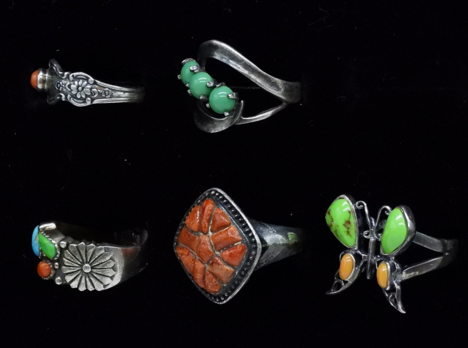 Sterling Ring Lot, Taxco & Towle, 5 Pcs