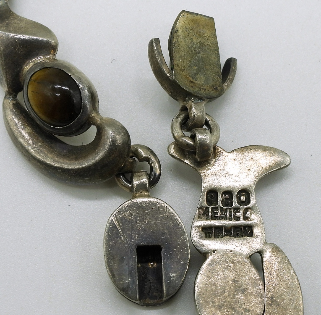Taxco 980 Silver Tiger's Eye Necklace, Mexico