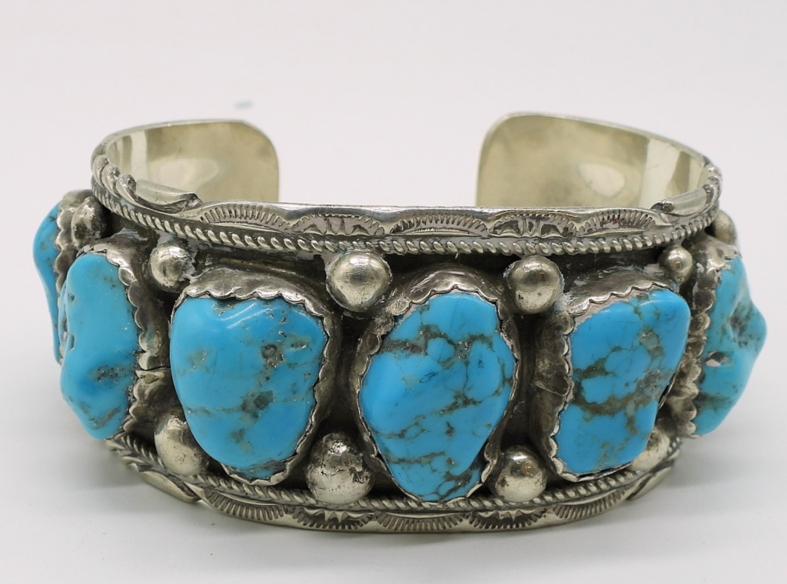 Native American Turquoise 925 Cuff Bracelet