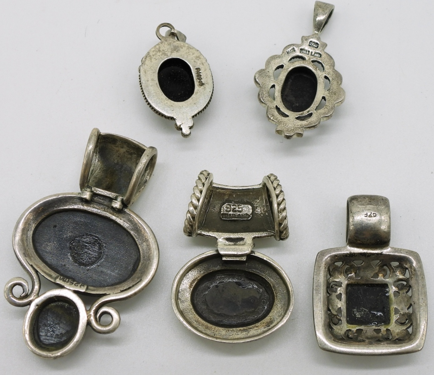 Sterling Onyx & Marcasite Pendants