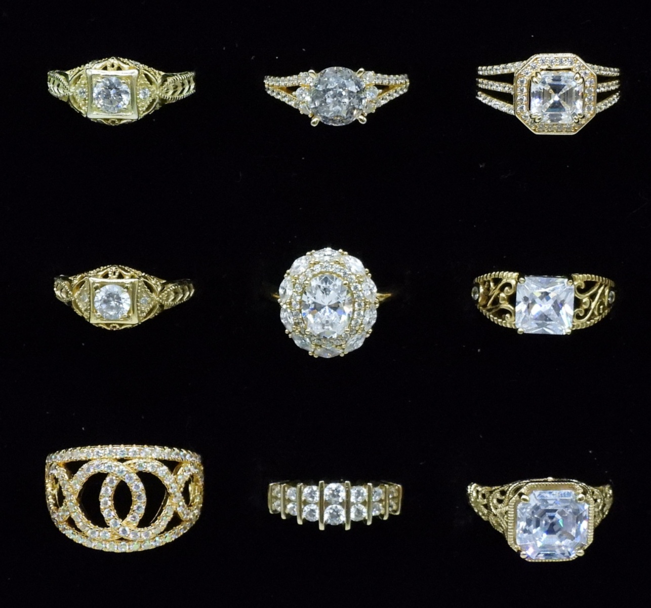 9 Sterling Gold-Tone Bridal Rings