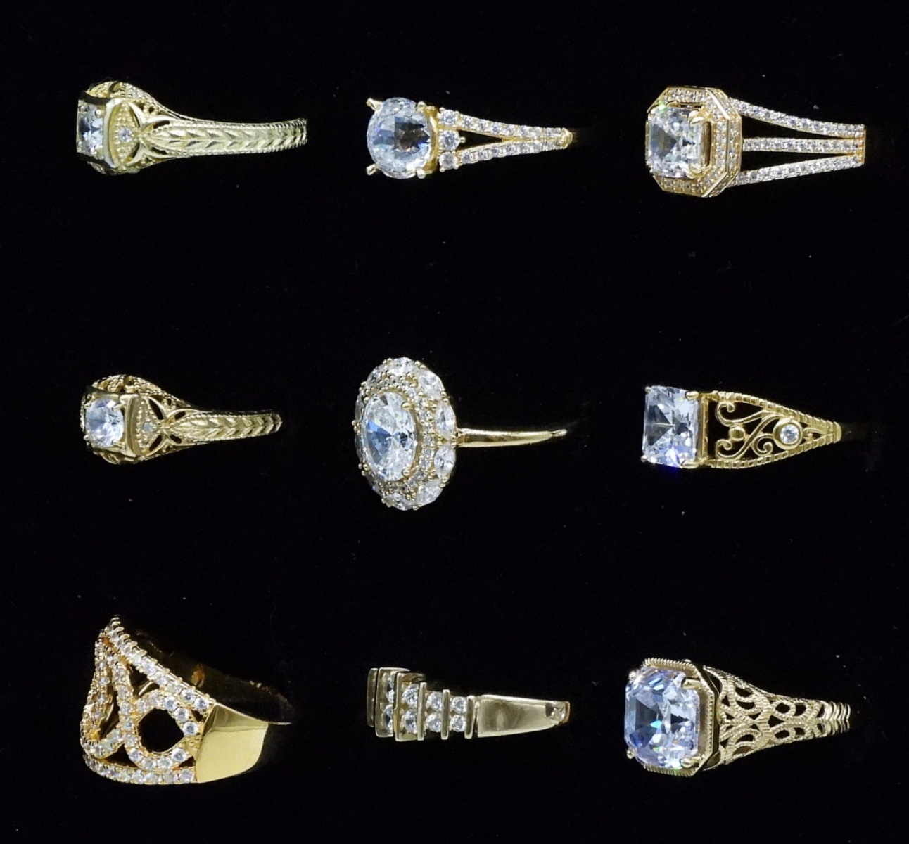 9 Sterling Gold-Tone Bridal Rings