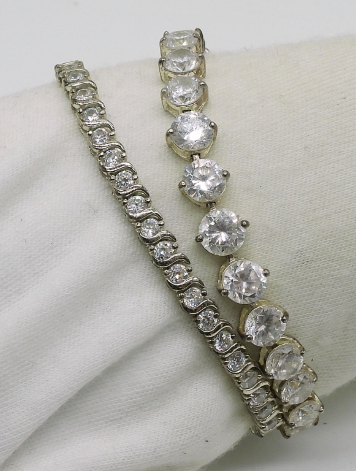 Two Sterling Tennis Bracelets