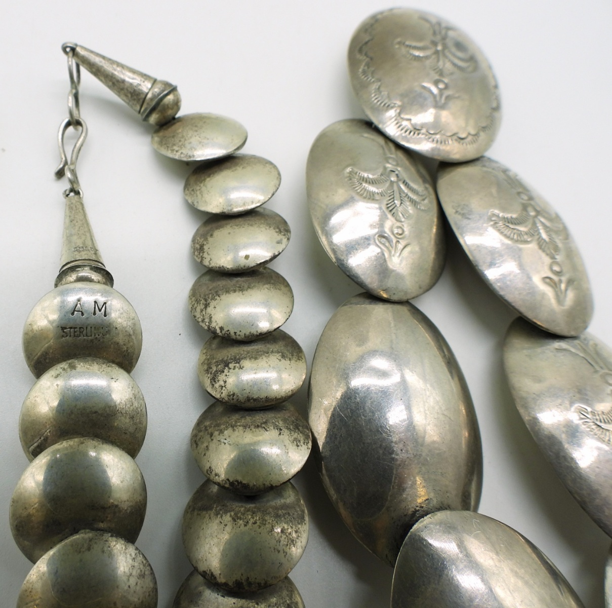 Navajo Sterling Pillow Bead Necklace