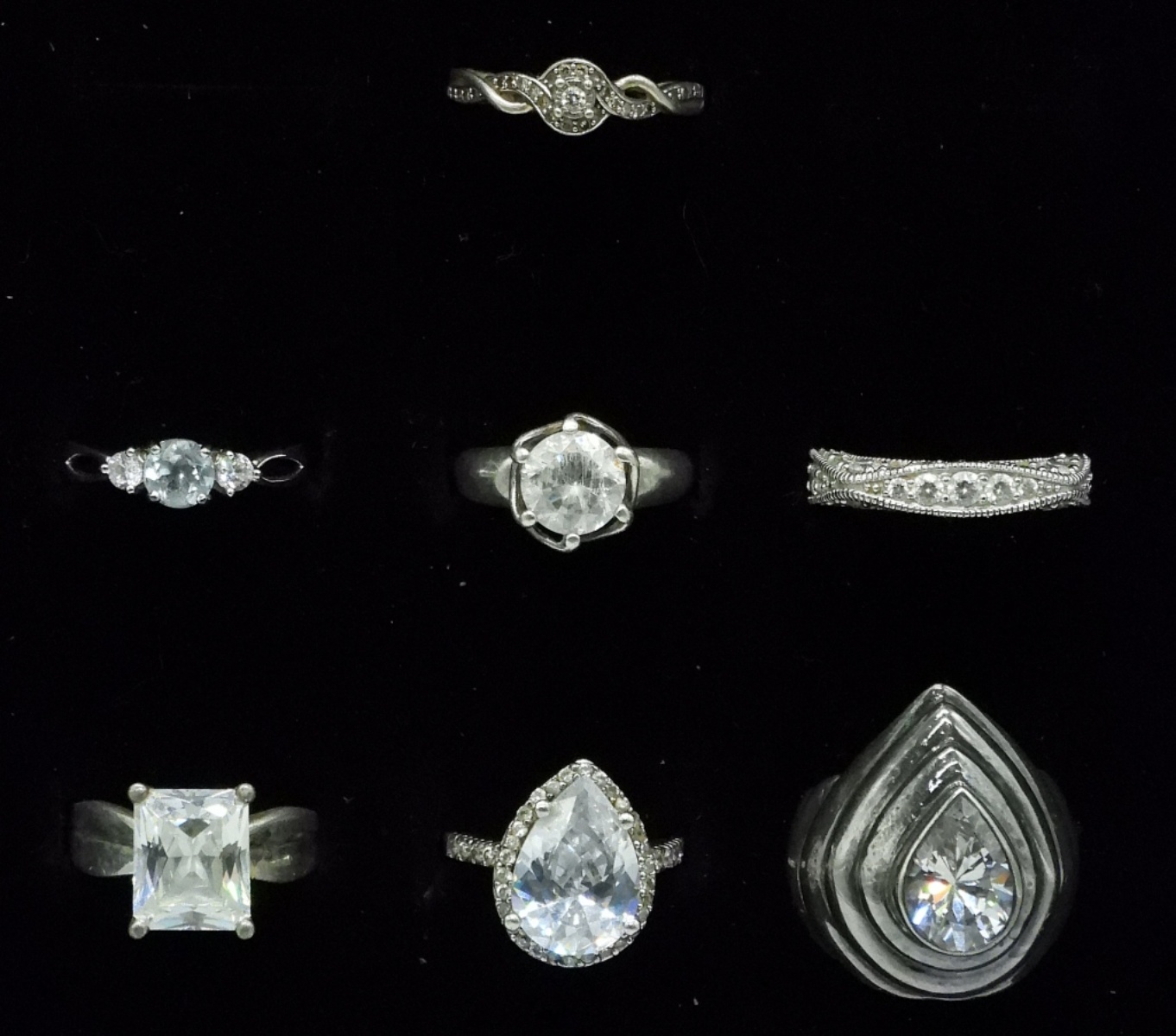 Seven Sterling Bridal Style Rings