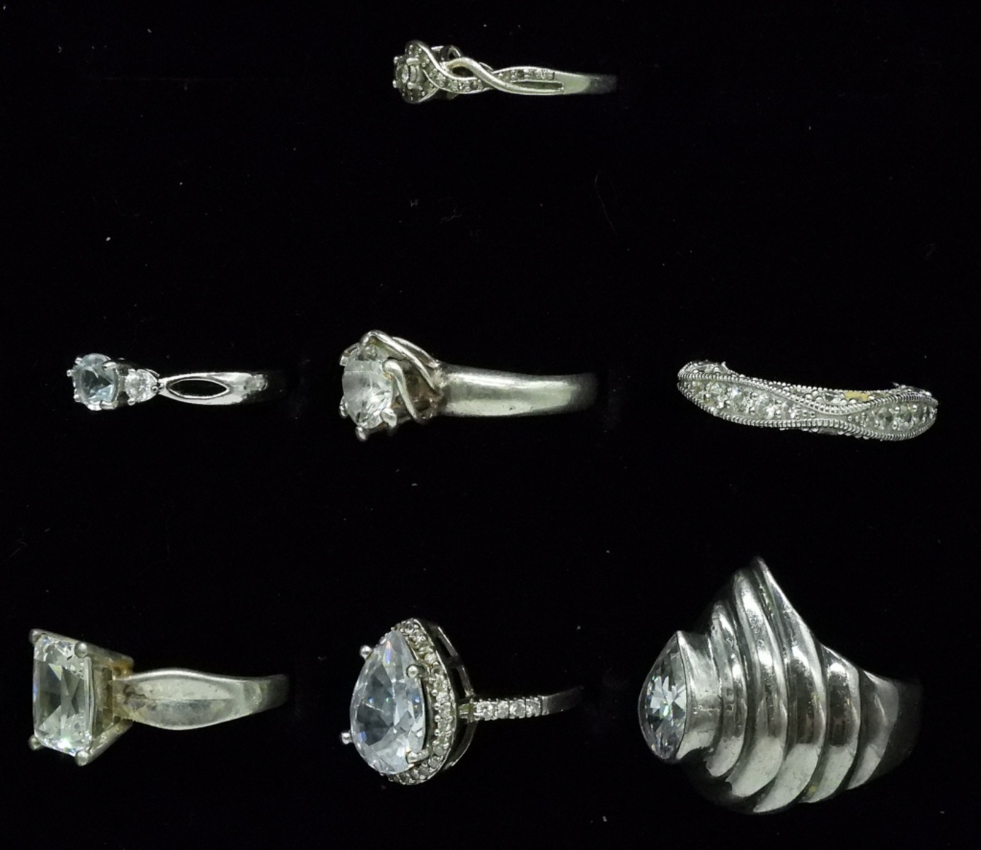 Seven Sterling Bridal Style Rings