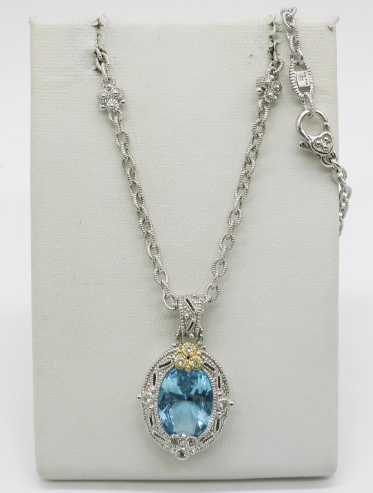 Sterling 10K Blue Topaz Pendant Necklace