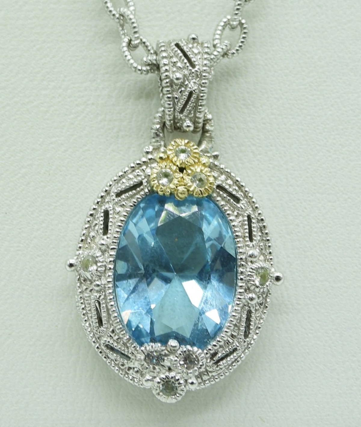 Sterling 10K Blue Topaz Pendant Necklace