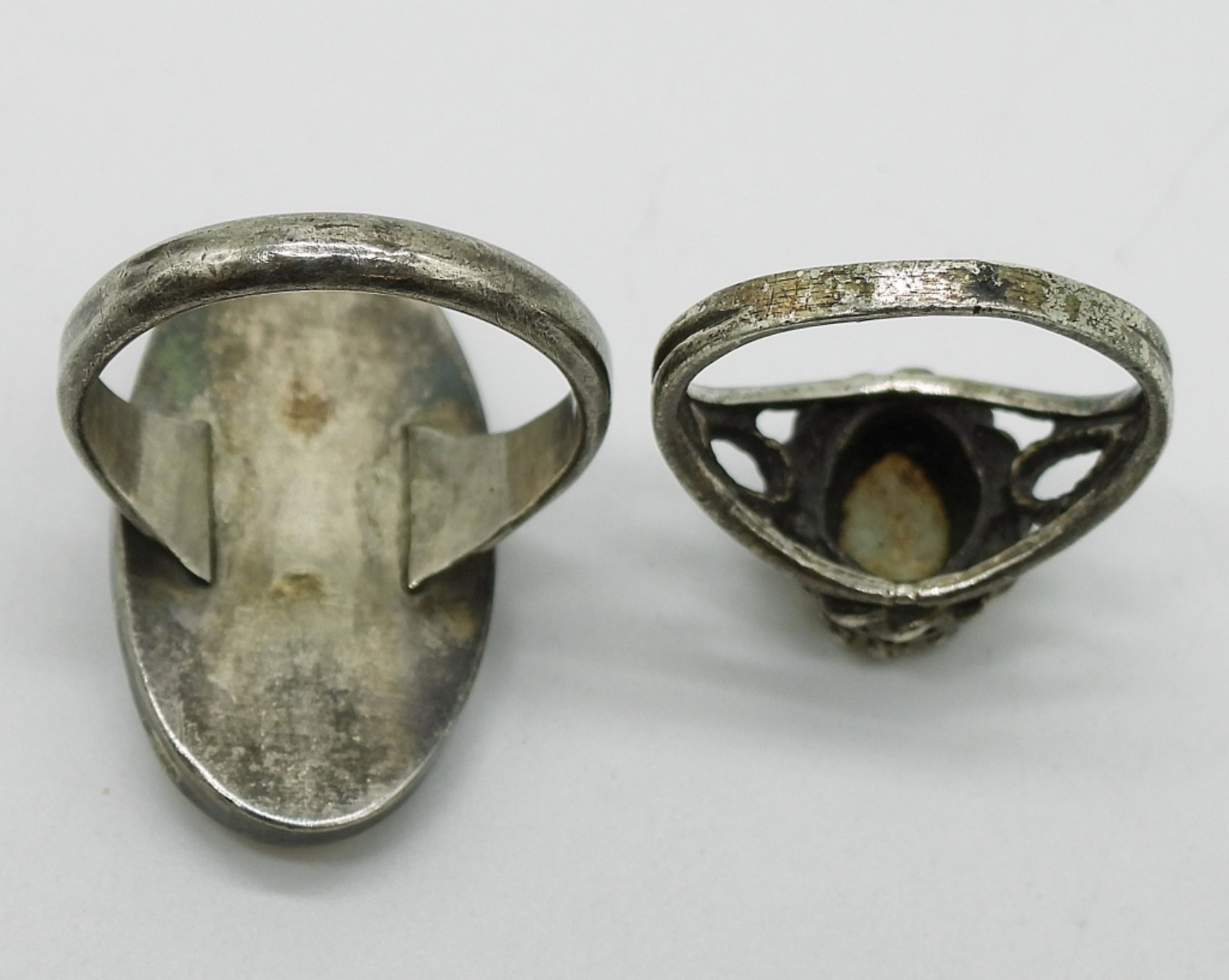 Navajo Sterling Cuff & 2 Rings, MOP & Opal