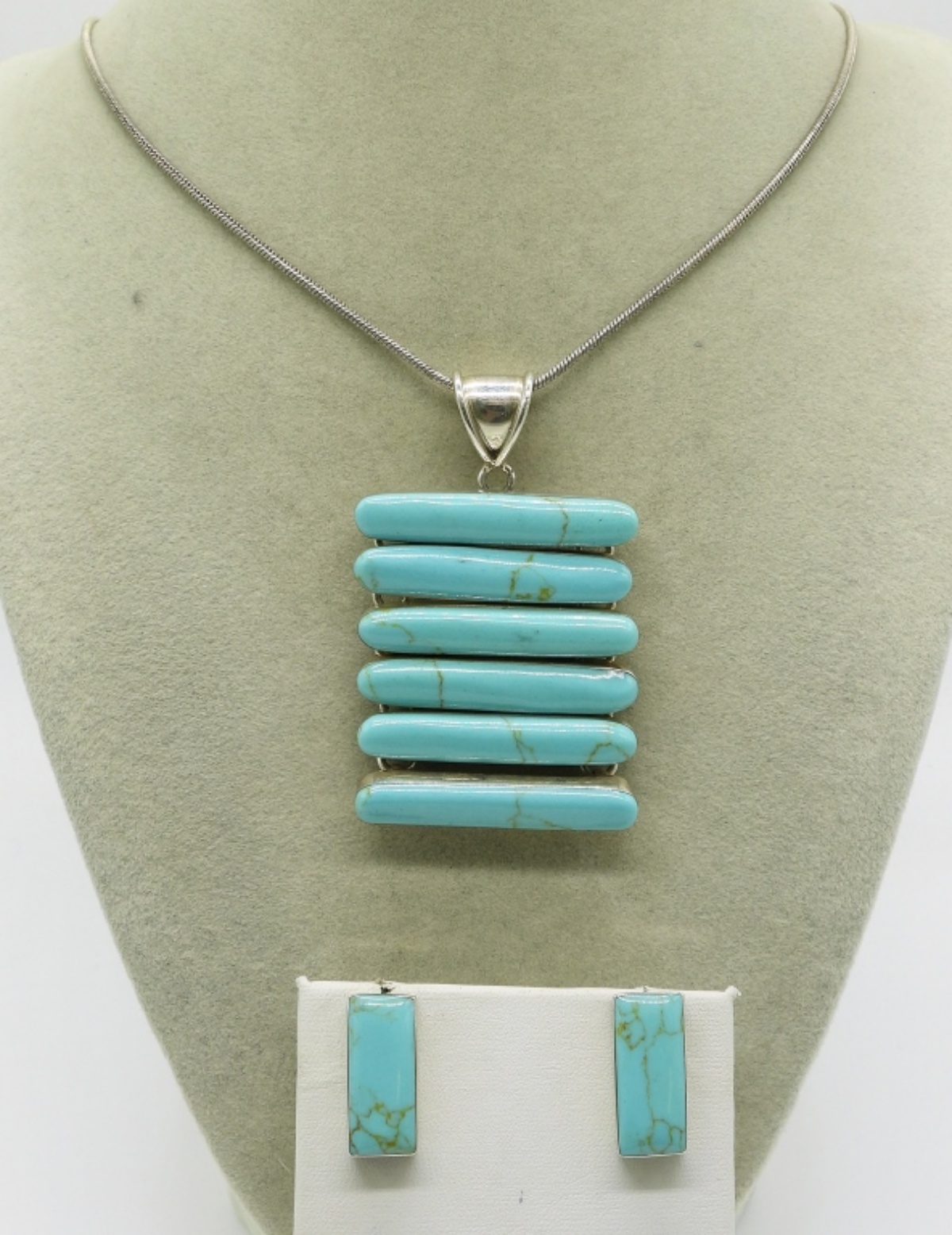 Sterling Silver Turquoise Necklace & Earrings