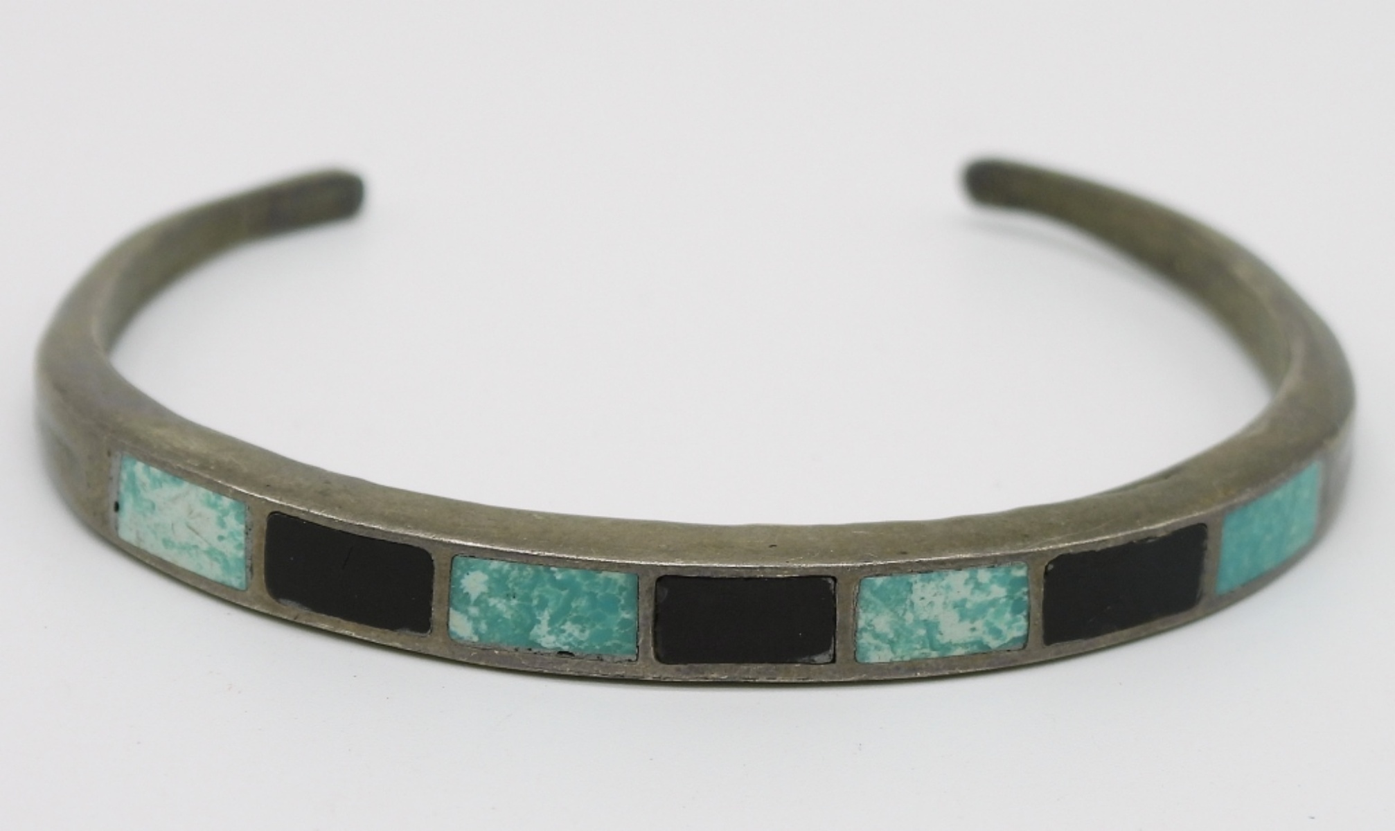 Turquoise & Onyx Sterling Cuff Bracelet