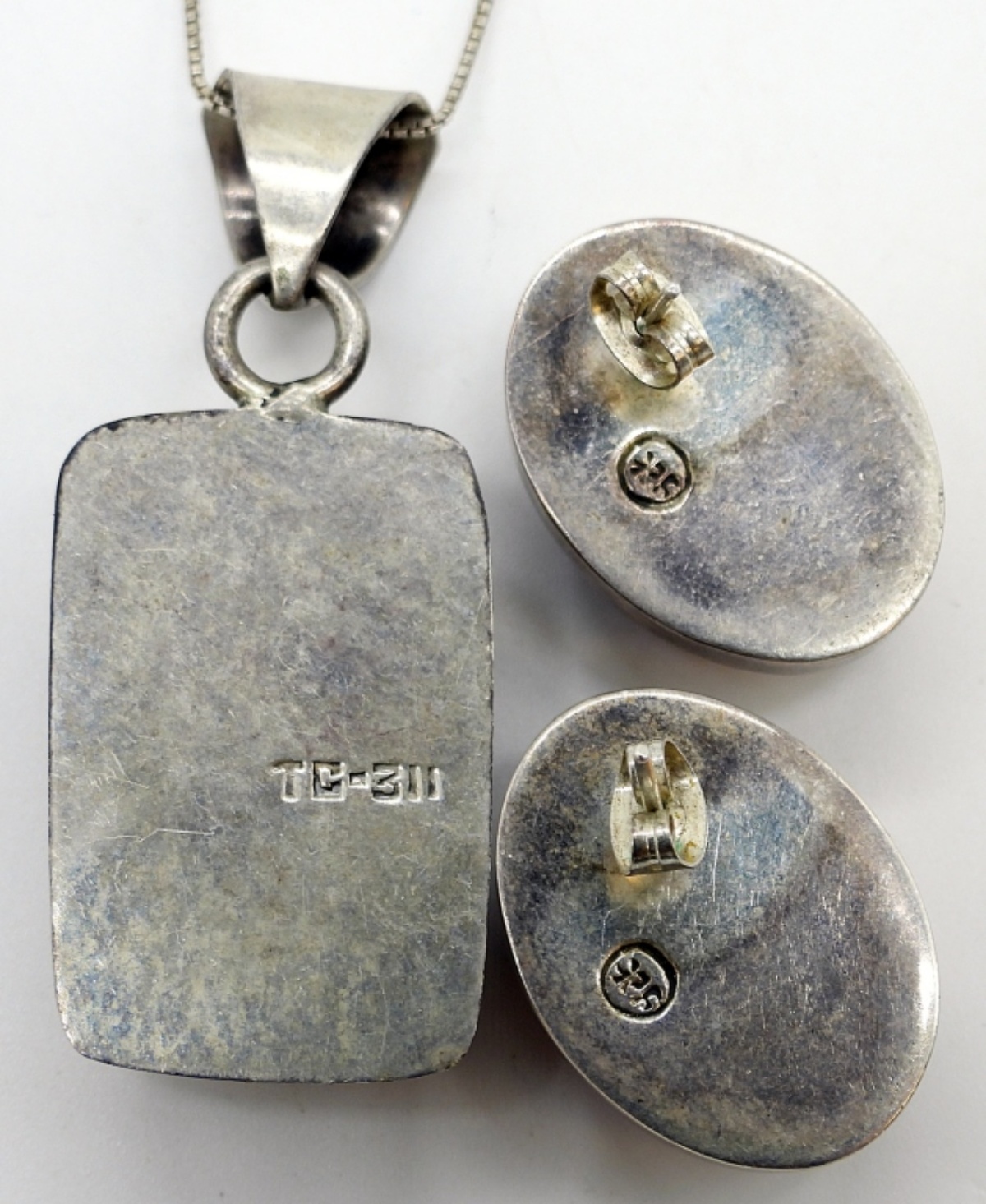 Taxco Sterling Red Coral Pendant & Earrings