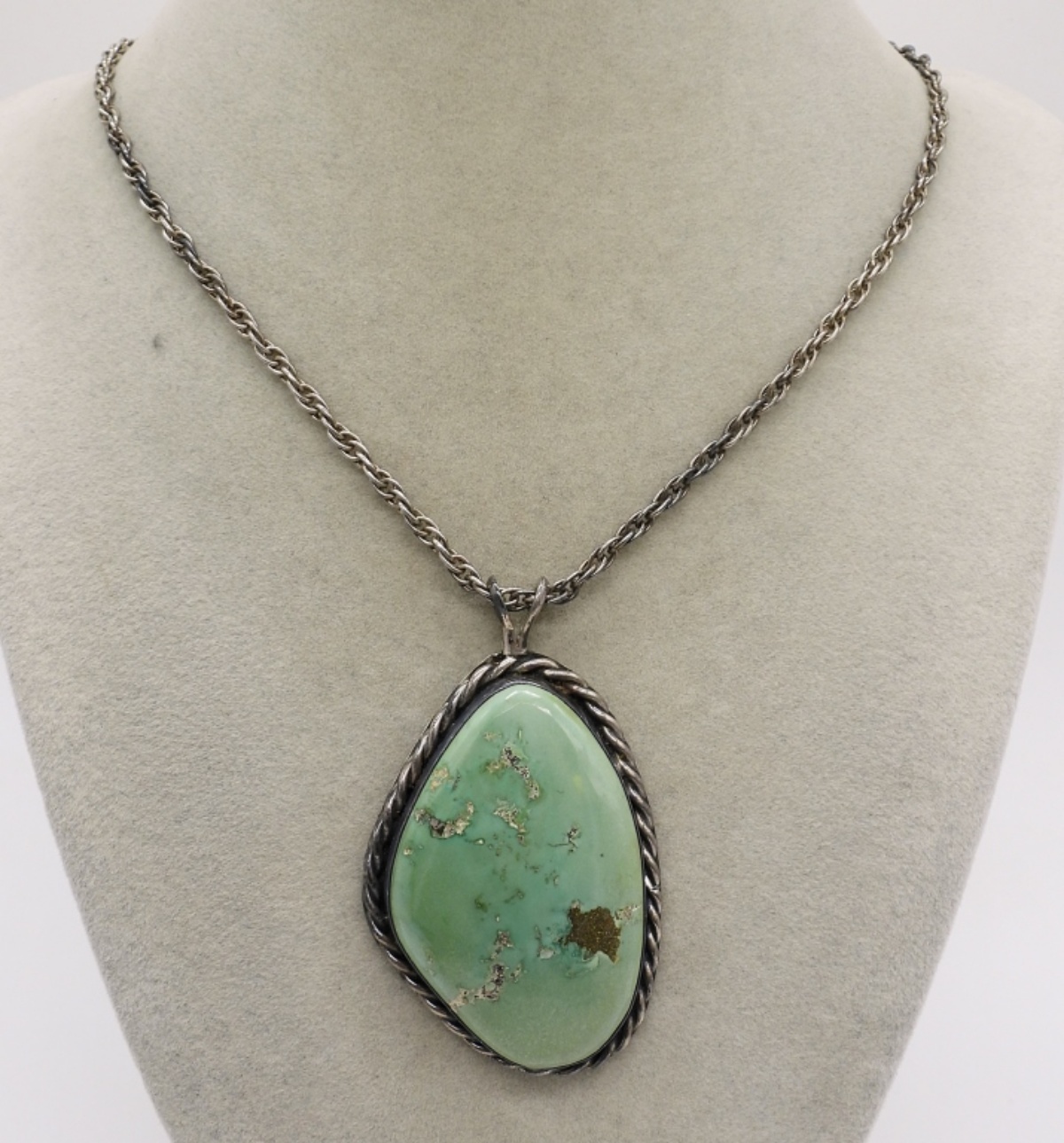 Green Turquoise Sterling Necklace