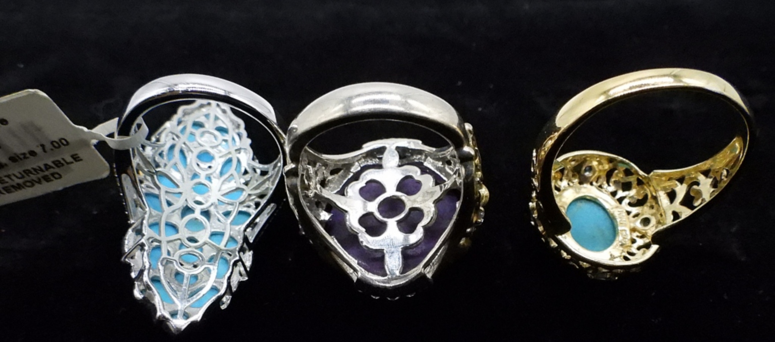 3 Sterling Turquoise Rings