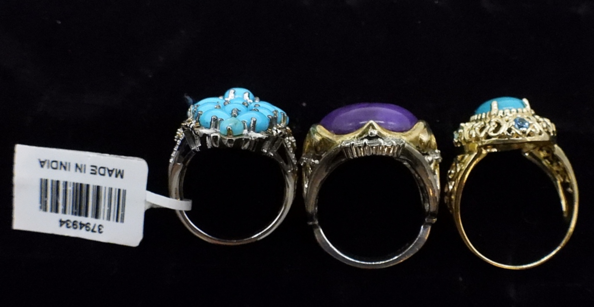 3 Sterling Turquoise Rings