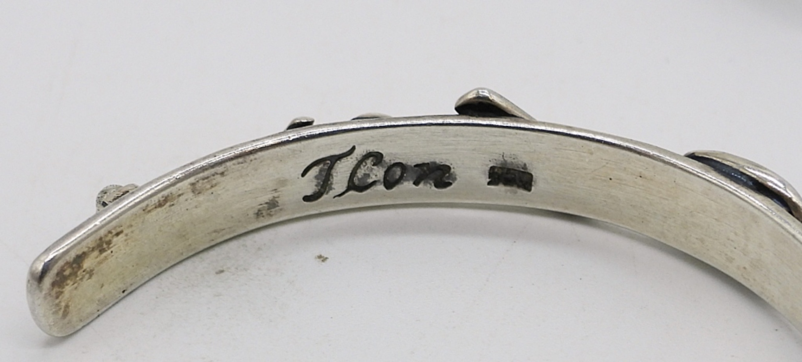 2 Sterling Cuff Bracelets, One Turquoise