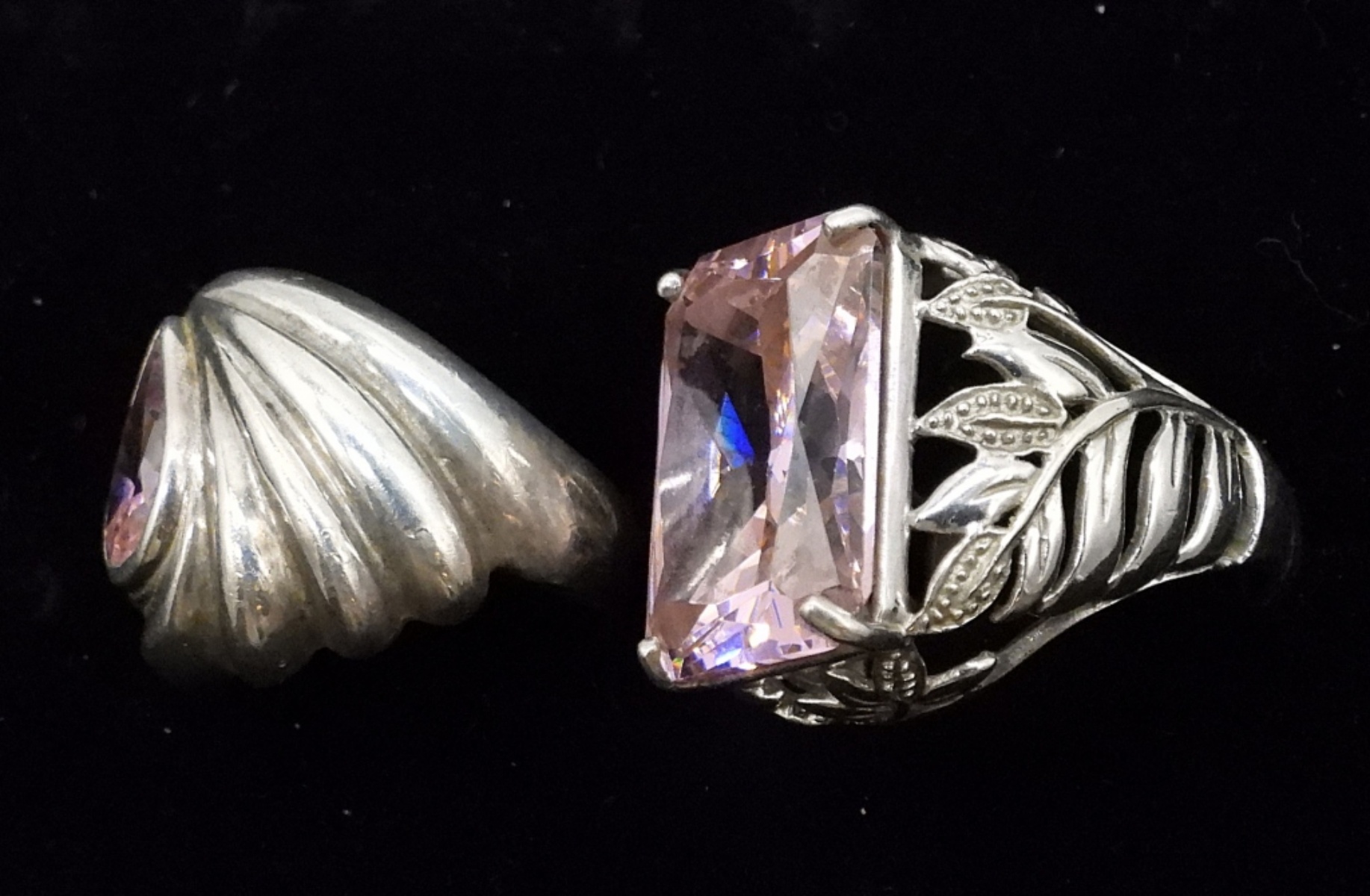 Two Pink CZ, Sterling Rings