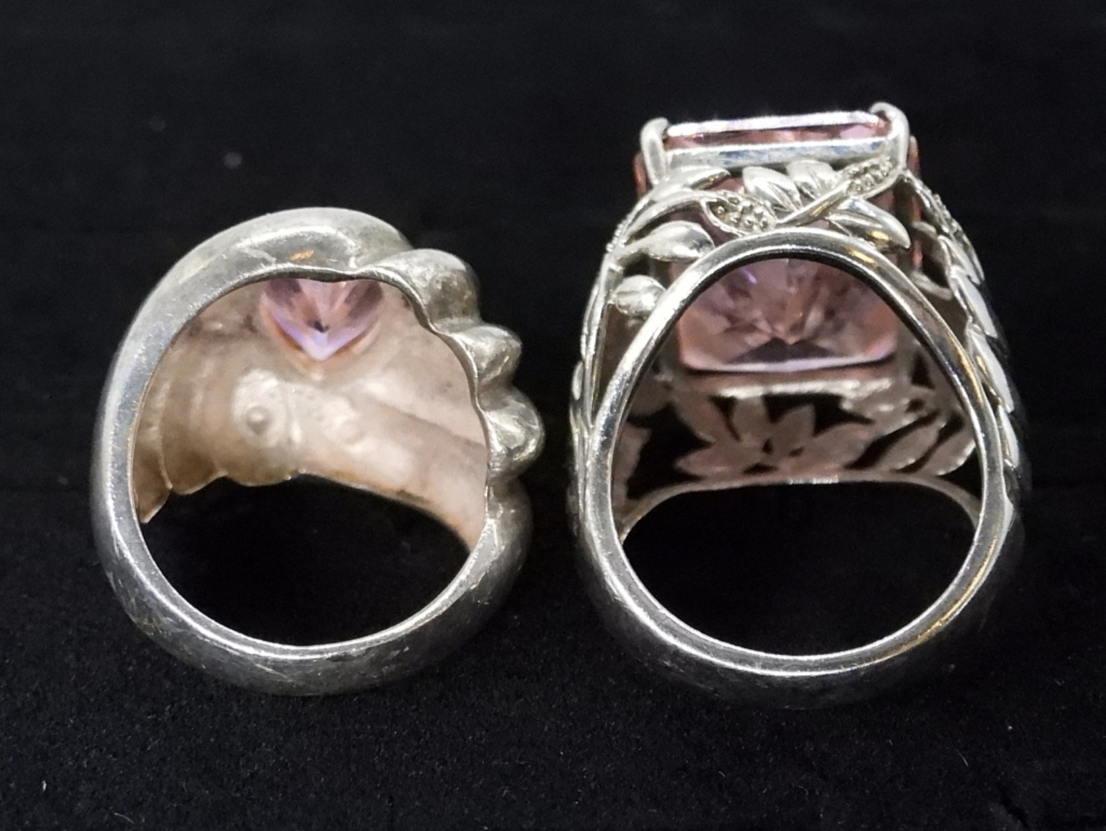 Two Pink CZ, Sterling Rings