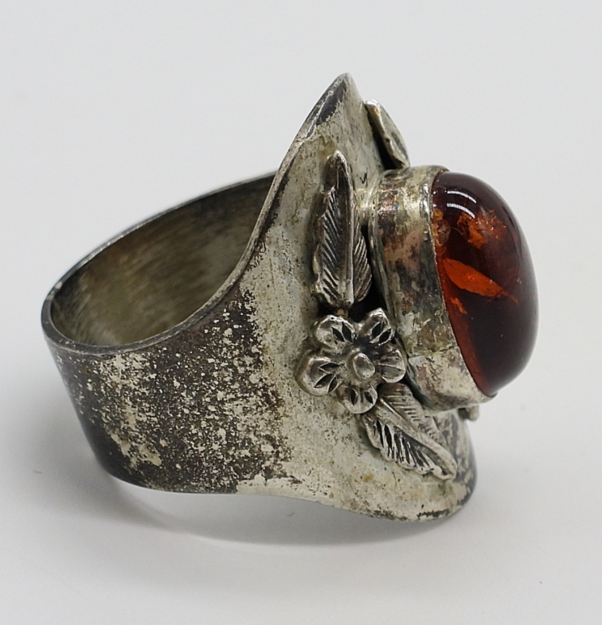 Sterling Silver Amber Pendant & Ring Set
