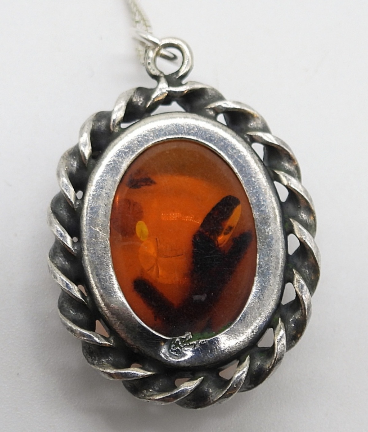Sterling Silver Amber Pendant & Ring Set