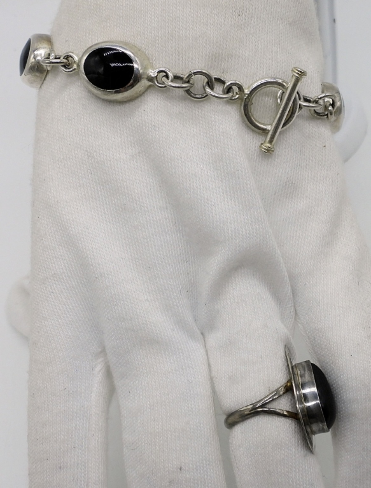 Black Onyx Ring and Bracelet, Sterling