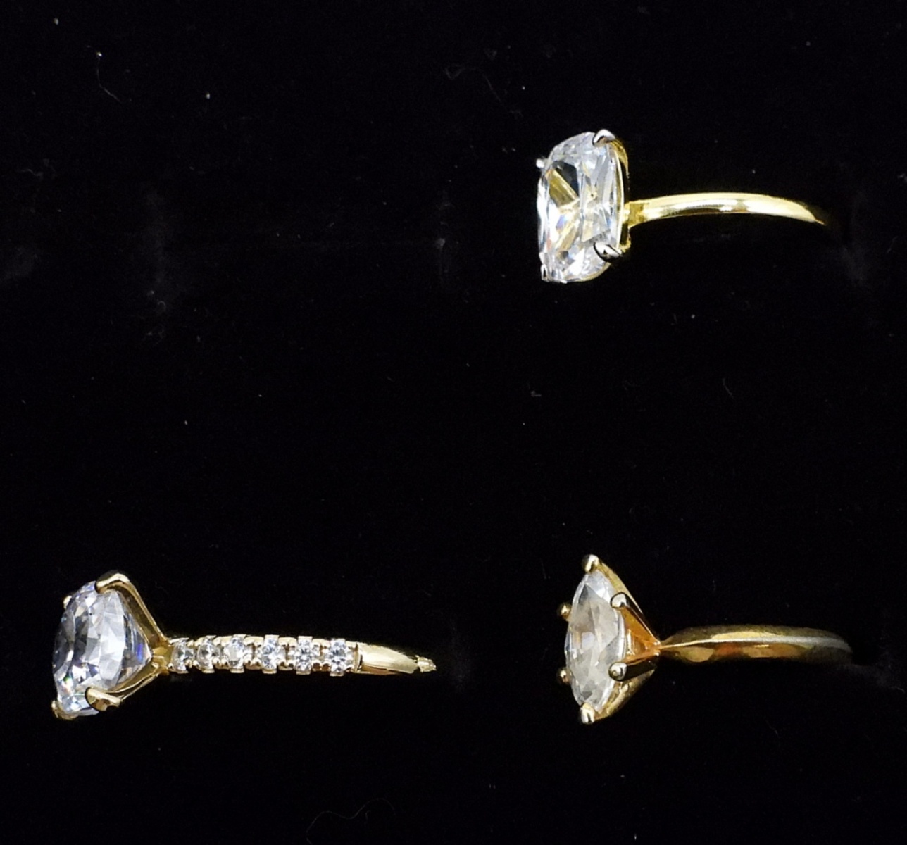 11 Sterling Gold Toned Solitaires & Bands
