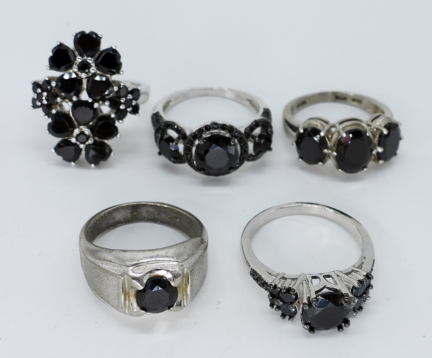 5 Sterling Black Spinel Rings