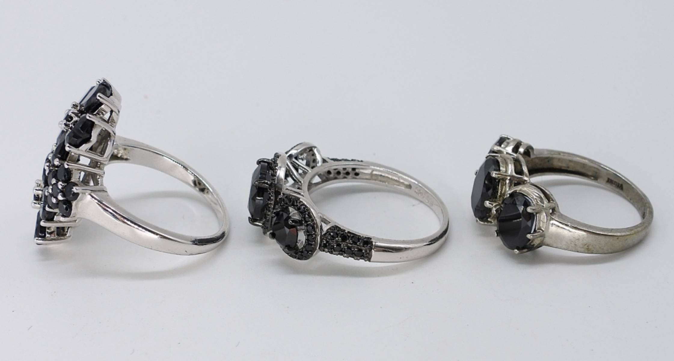 5 Sterling Black Spinel Rings