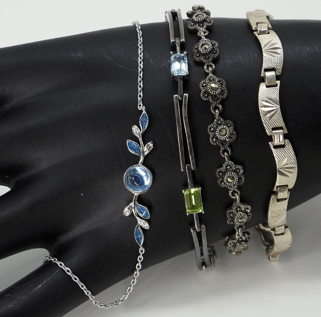 Four Sterling Gemstone Bracelets