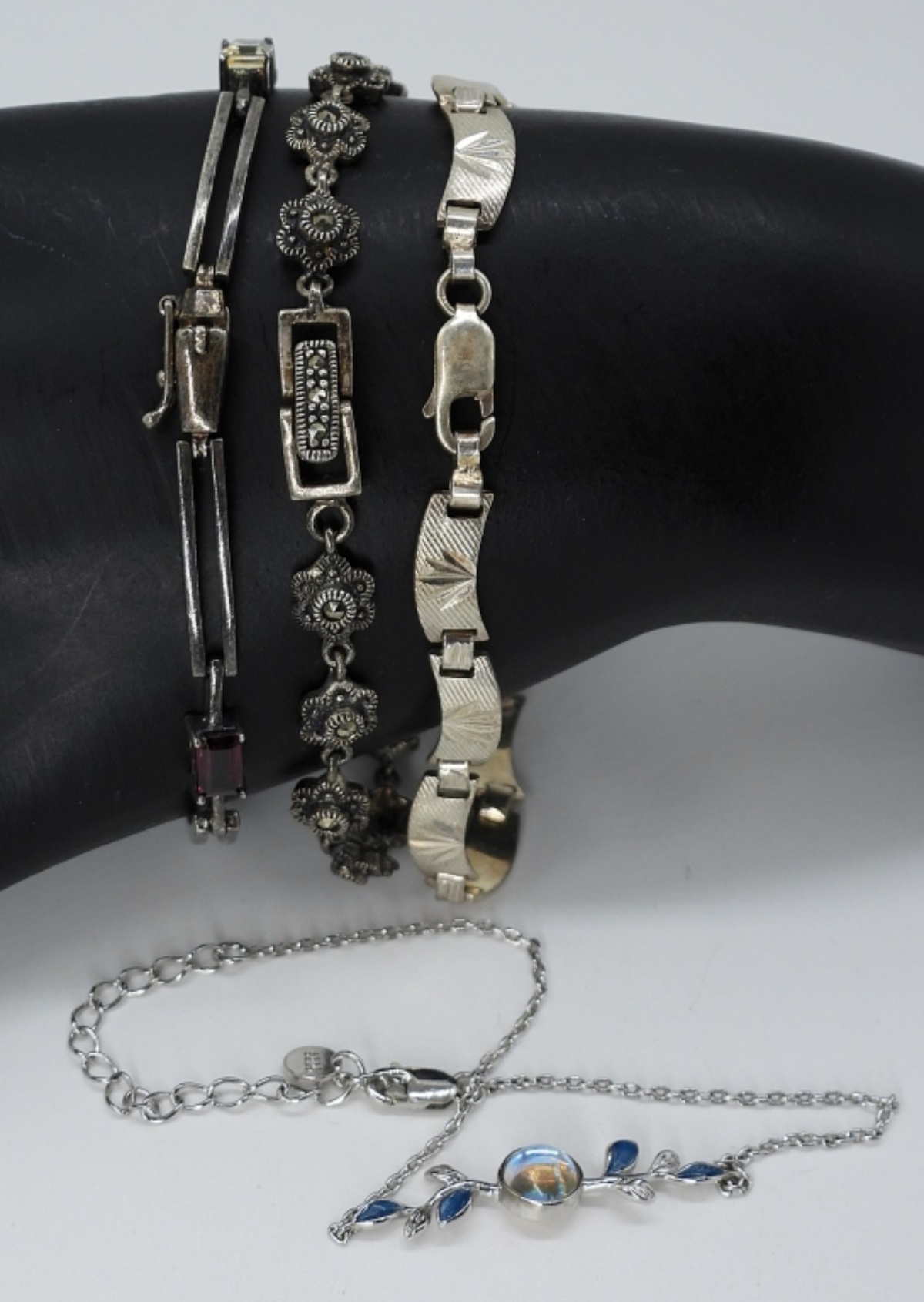 Four Sterling Gemstone Bracelets