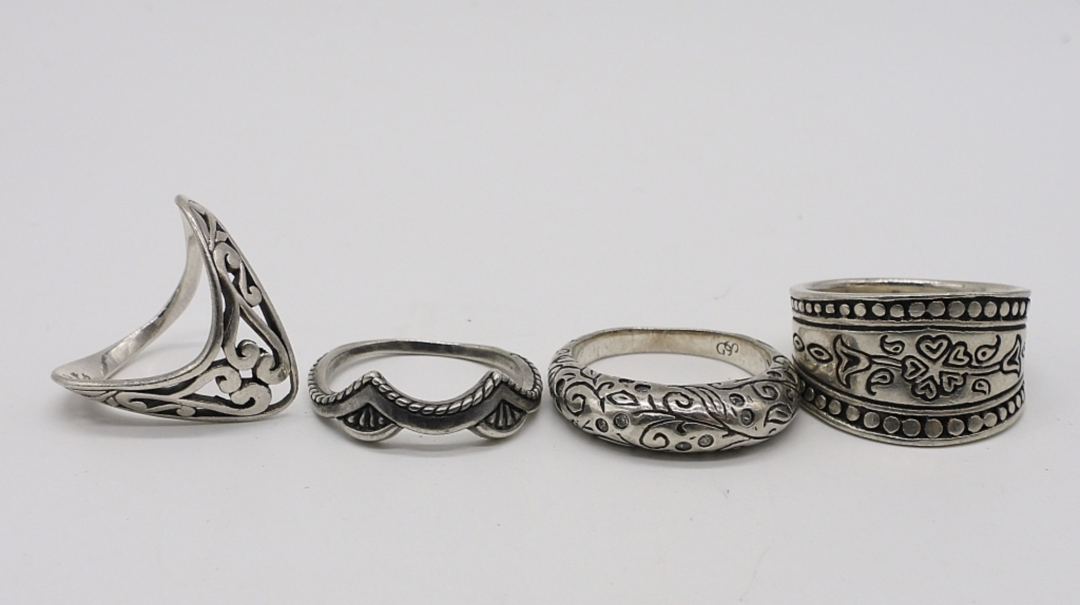 Sterling Silver Necklace & Ring Lot, 5 Pcs