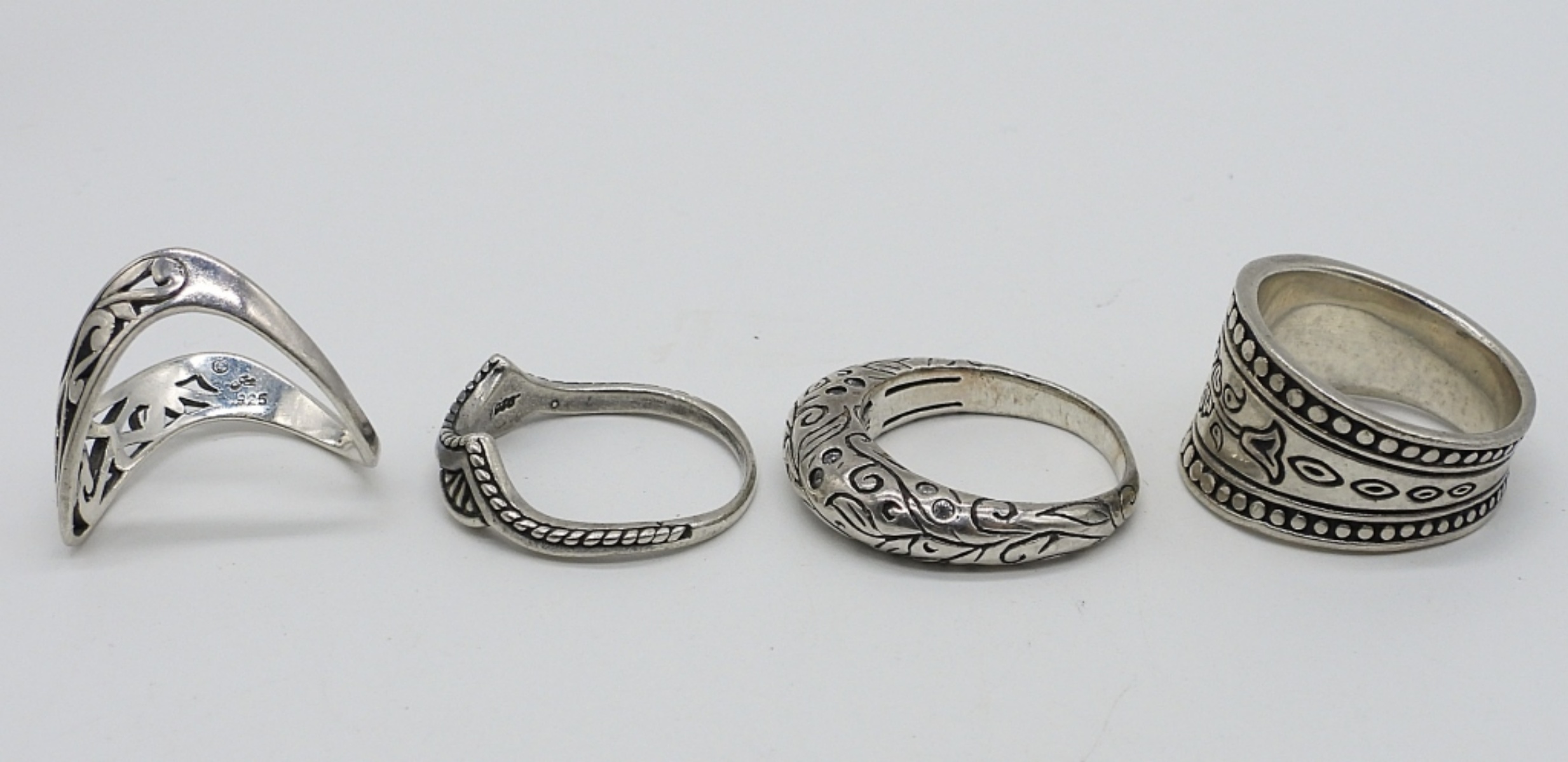 Sterling Silver Necklace & Ring Lot, 5 Pcs
