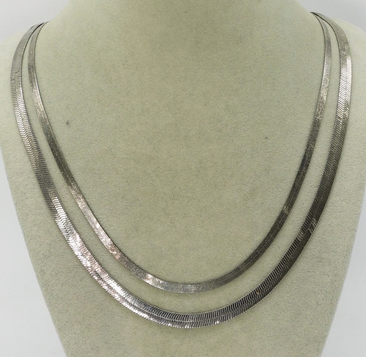 Two Sterling Herringbone Chains