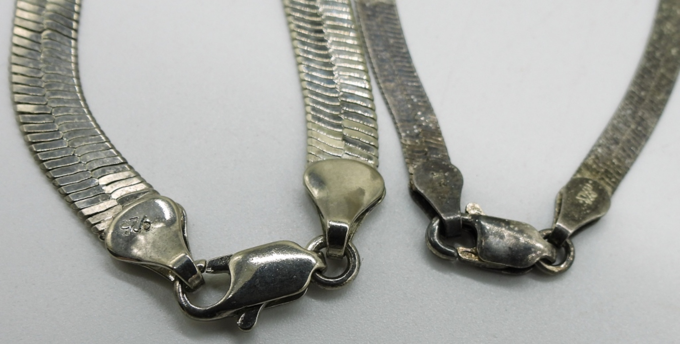 Two Sterling Herringbone Chains