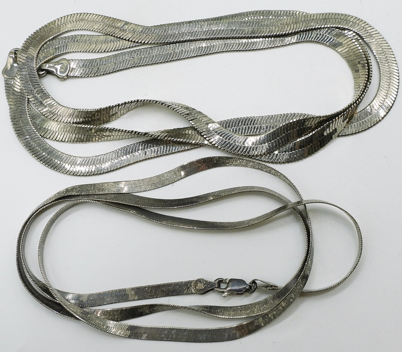 Two Sterling Herringbone Chains