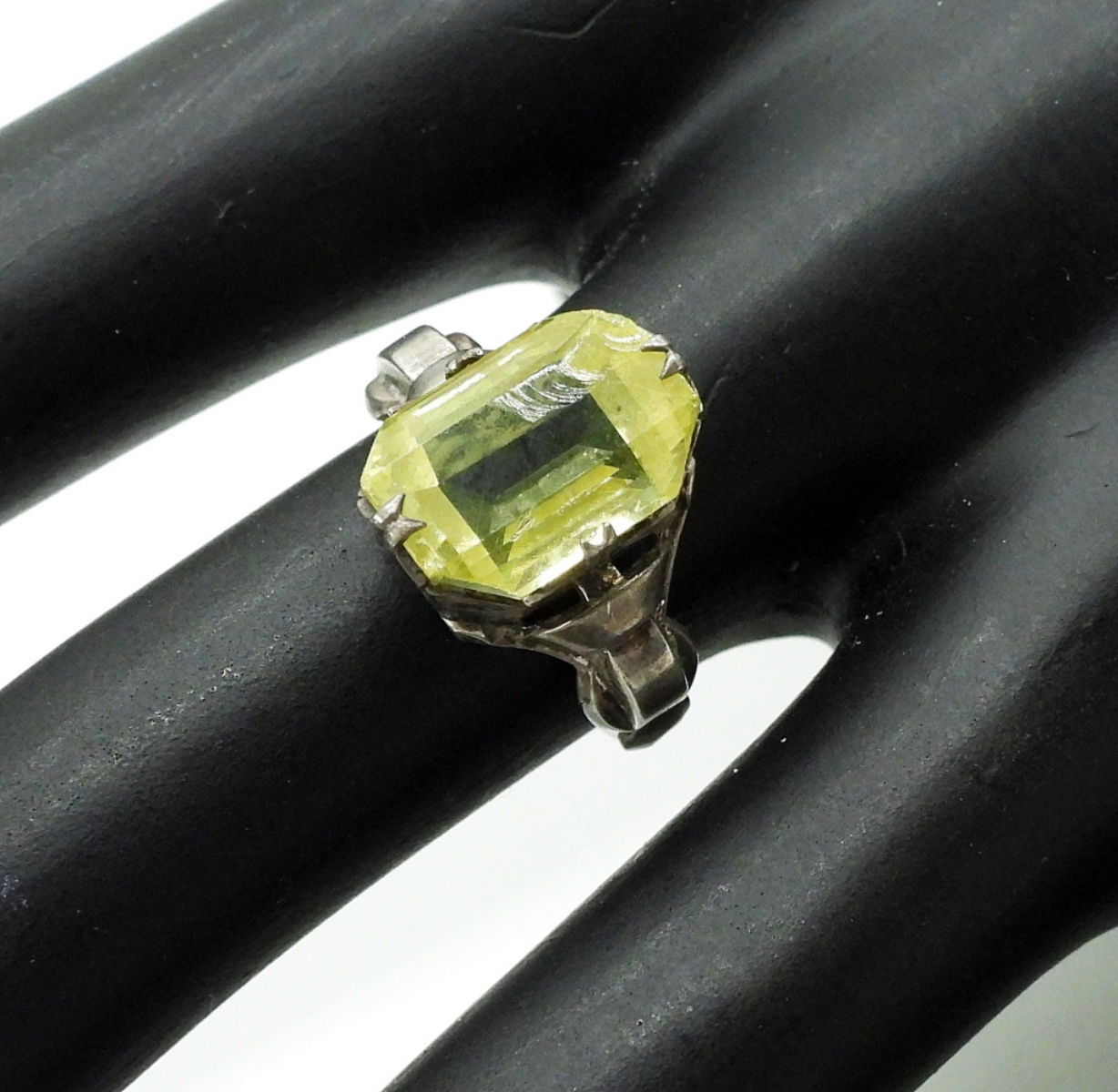 Vintage Uranium Glass Ring, Sterling