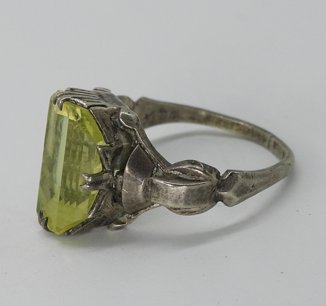 Vintage Uranium Glass Ring, Sterling