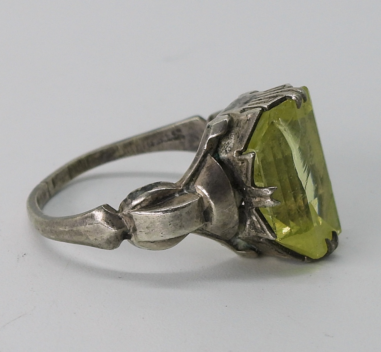Vintage Uranium Glass Ring, Sterling