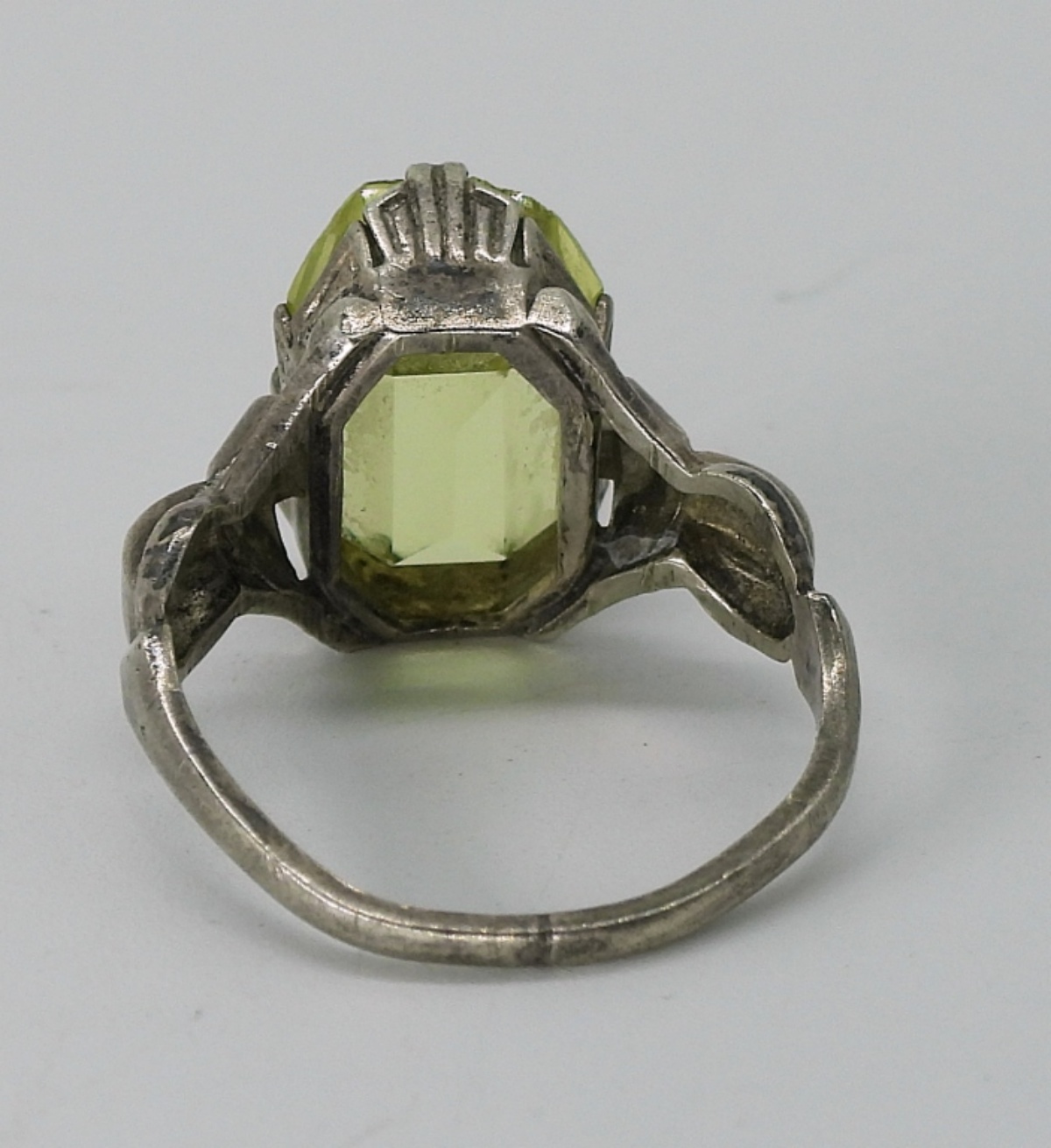 Vintage Uranium Glass Ring, Sterling