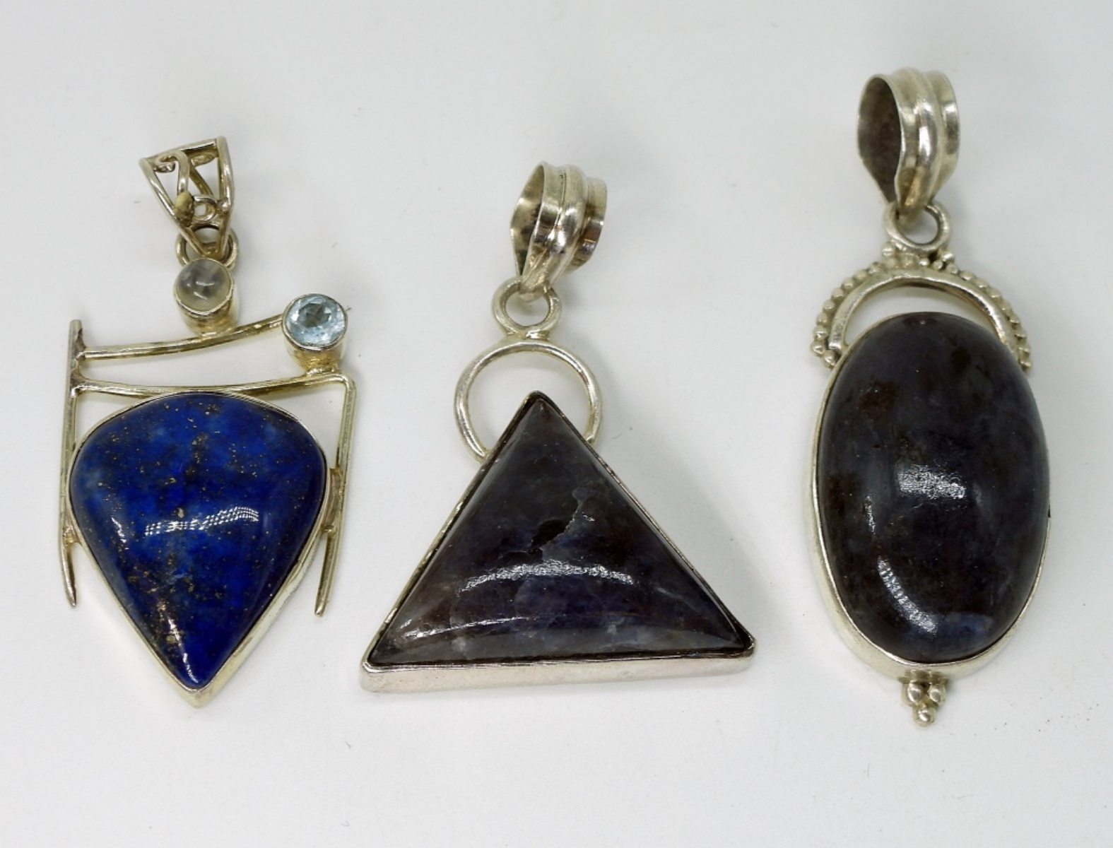 Sterling Lapis & Sodalite Pendants