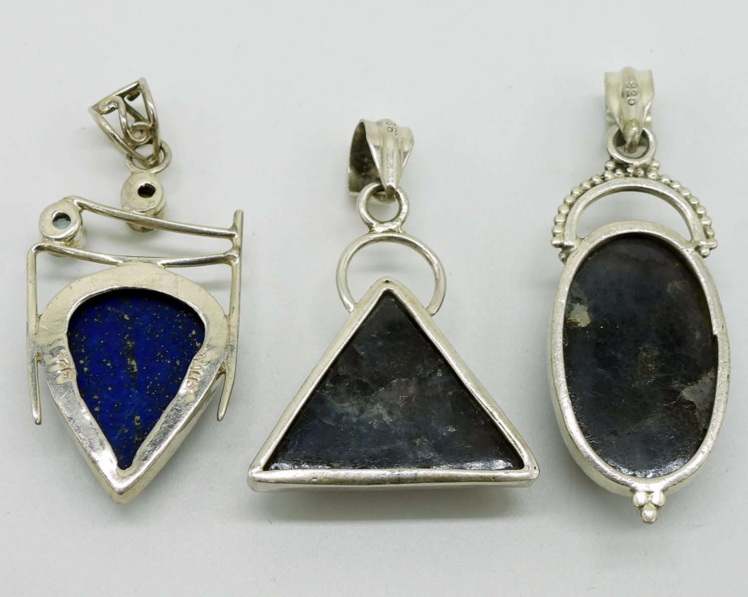 Sterling Lapis & Sodalite Pendants