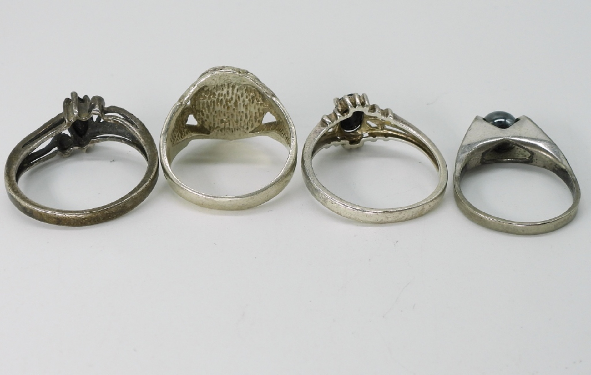 Van Dell Sterling Onyx Necklace & Ring Lot