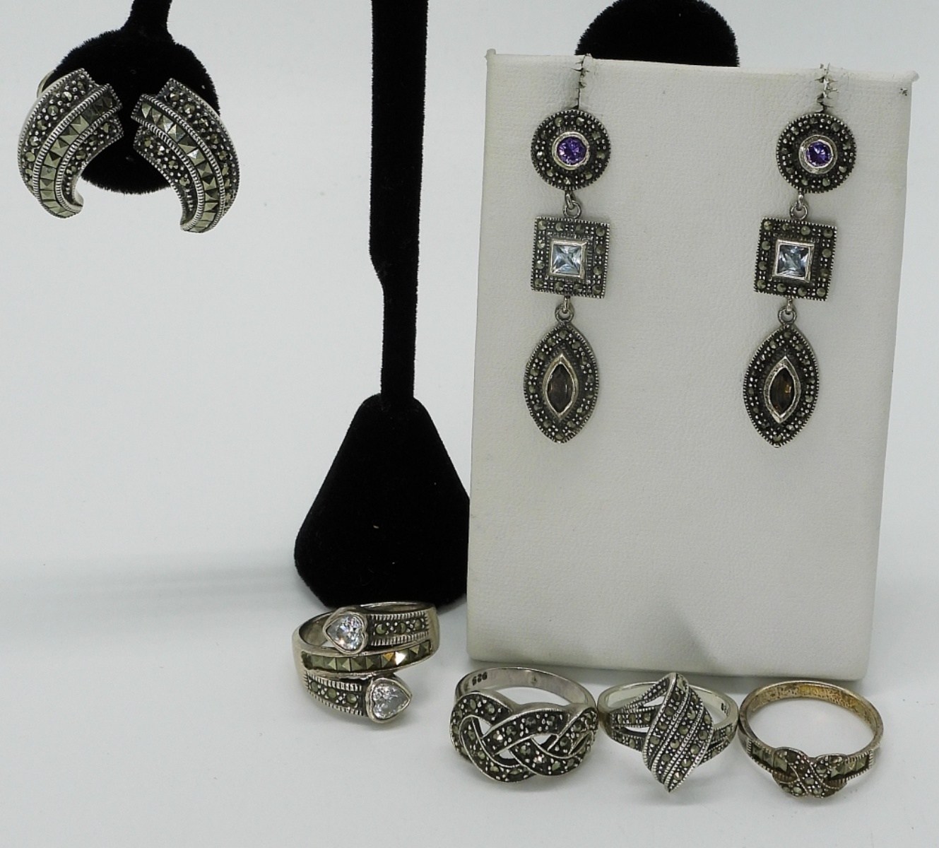 Sterling Marcasite Rings & Earrings