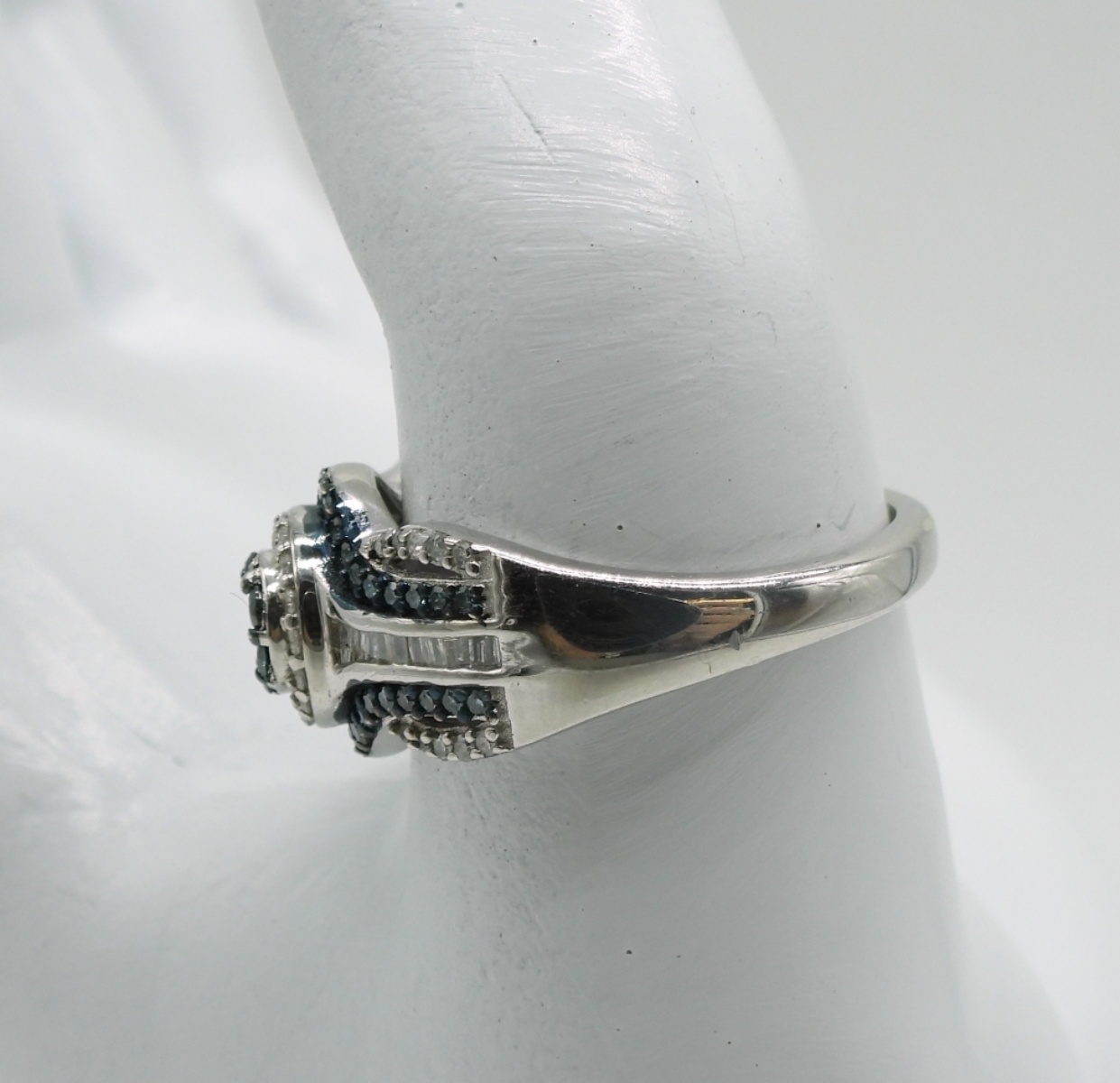 Sterling Blue & White Diamond Ring